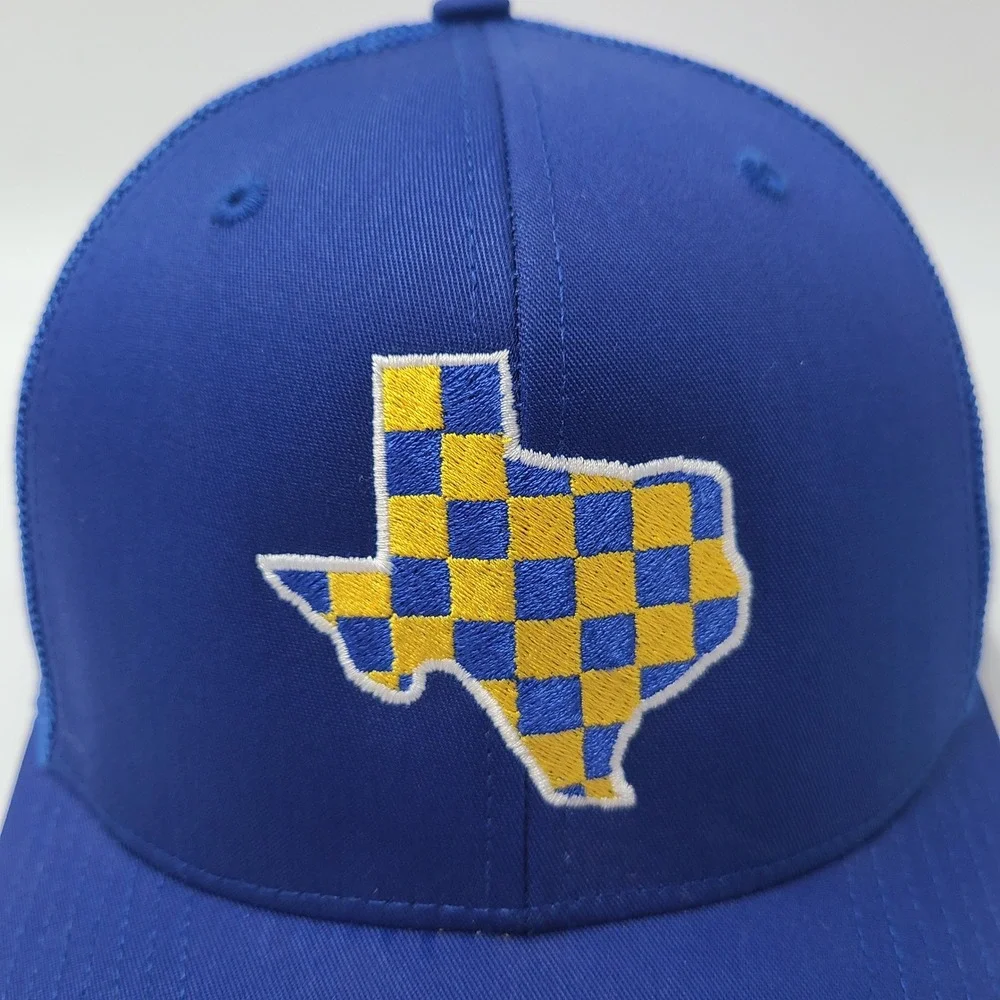Texas Hat Snapback Trucker Mesh Richardson Blue Yellow State Checkered Flag Men‎